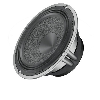 A round, silver-edged speaker with a textured black diaphragm and metal supports, displayed against a white background. The edge of the speaker reads "W6-1139SIF".