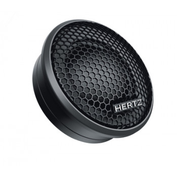 A round, black speaker with a honeycomb-patterned cover and the brand name "HERTZ" displayed on it, set against a white background.