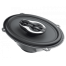 A black and silver oval-shaped car speaker with a branded central cover ("Focal"), shown in a close-up perspective against a plain, white background. The speaker has a sleek, modern design.