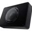 A rectangular black subwoofer with a circular speaker labeled "Infinity" mounted on its front, angled slightly upward against a white background.