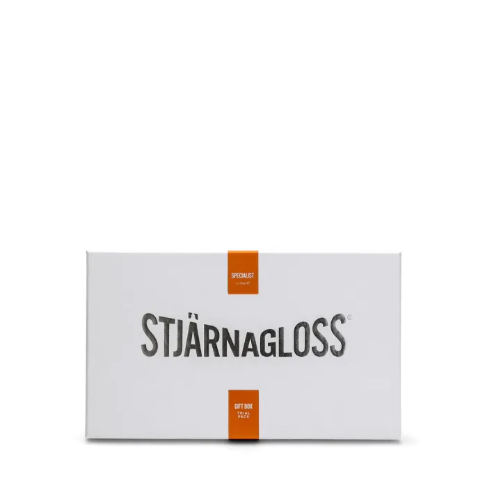Gift box labeled "STJÄRNAGLOSS" with "Specialist" on an orange strip at the top and "Gift Box Trial Pack" on an orange strip at the bottom, set against a plain white background.