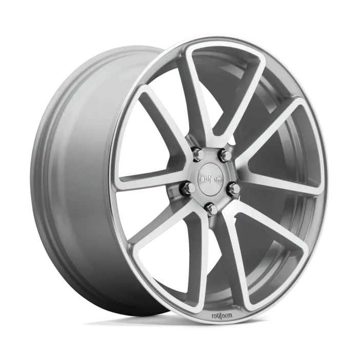 Silver alloy wheel with five double spokes featuring the brand name "rotiform" on the center cap and outer rim edge, shown against a plain white background.