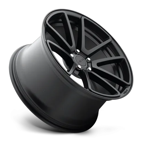A matte black metallic wheel rim with a five-spoke design and "Avant Garde" inscribed on the center cap, angled against a neutral background.