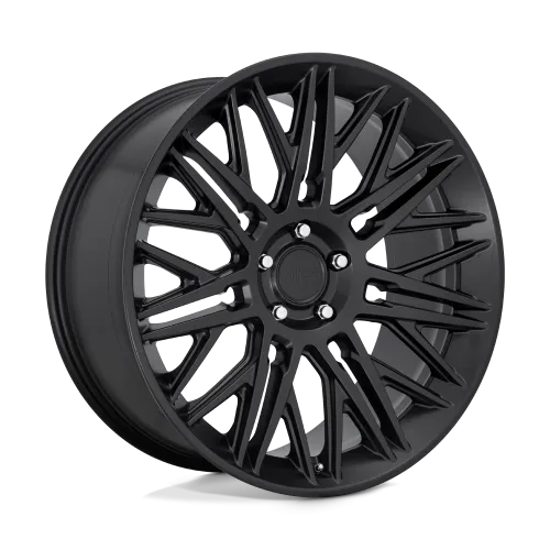 Black alloy wheel with intricate, multi-spoke design and the word "Rotiform" on the center cap, positioned against a plain, gradient background.