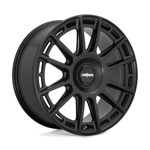 A black Rotiform wheel rim with a ten-spoke design, displayed against a white background. The text "rotiform" is prominently written on the center cap.