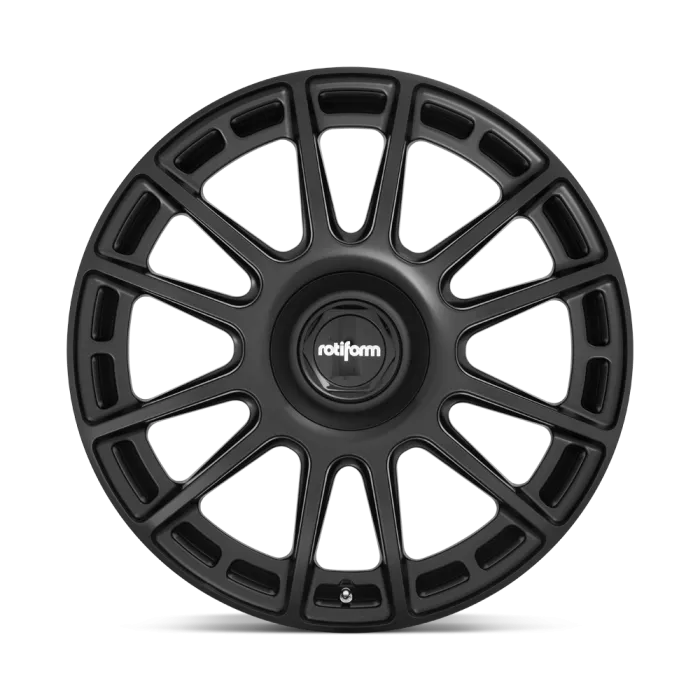 A matte black, multi-spoke alloy wheel features the "rotiform" logo at the center, displayed against a white background.