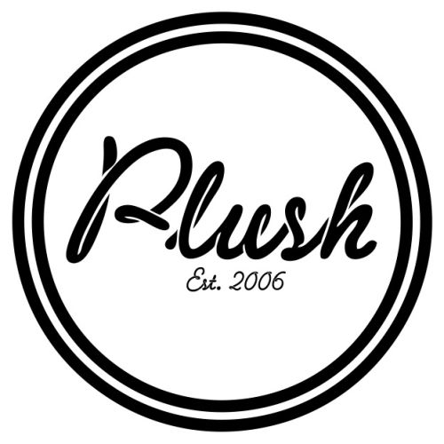 A circular logo featuring the word "Plush" in stylized script at the center, with "Est. 2006" written below, enclosed by double outer rings in a white background.