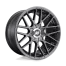 A matte gray alloy wheel with a multi-spoke design and "RF" logo at the center sits against a white background. Text on the wheel reads "Rotiform Wheels, California, USA" and "rotiform."