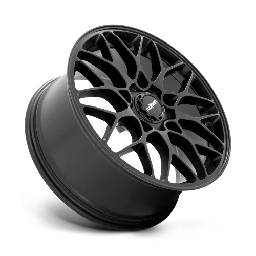 A black, intricate, multi-spoke alloy wheel with the brand "rotiform" on the central hub, isolated on a white background.