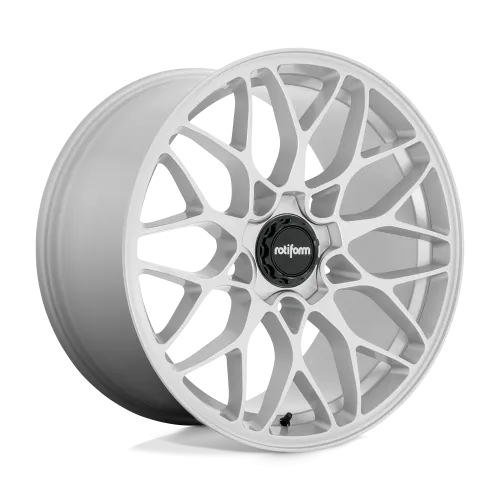 A matte silver alloy wheel with intricate, multi-spoke design and "Rotiform" text on the black center cap, displayed against a plain, white background.