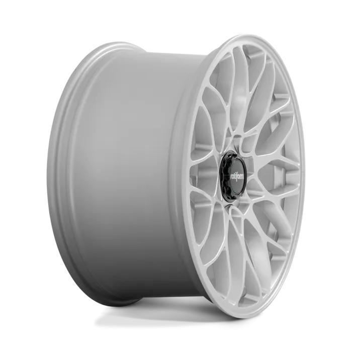 A grey multi-spoke alloy wheel with a black central hub displaying the text "rotiform" in a plain white background.