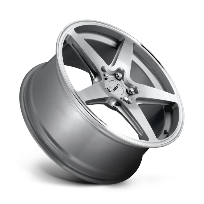 A metallic alloy wheel with five wide spokes featuring the brand name "Nismo" at the center, displayed against a plain white background.