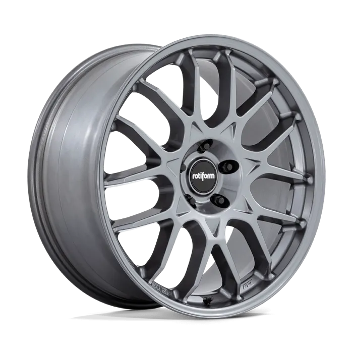 A sleek, silver alloy car wheel with intricate spokes and a central hub featuring the brand name "rotiform." The wheel is displayed against a plain white background.