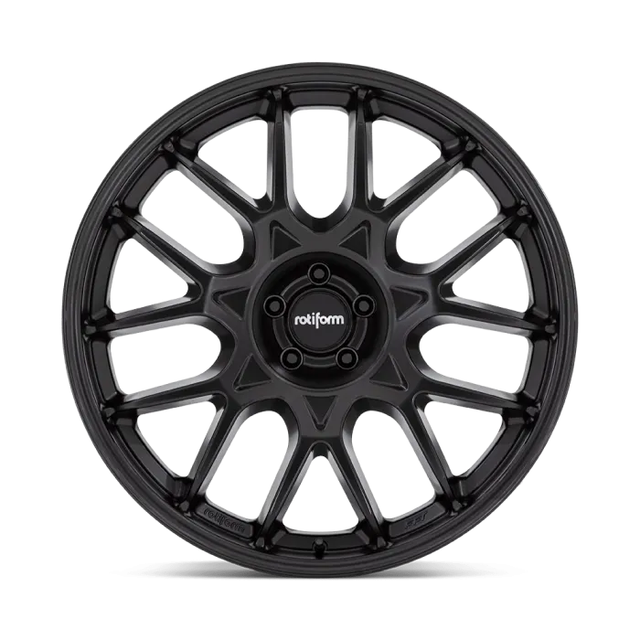 A black, multi-spoke car wheel rim with the text "rotiform" on the center cap is displayed on a white background.
