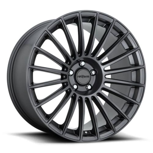 A multi-spoke alloy wheel sits on a white background. The hub displays the "rotiform" logo in the center, surrounded by lug nuts and evenly spaced spokes extending outward.