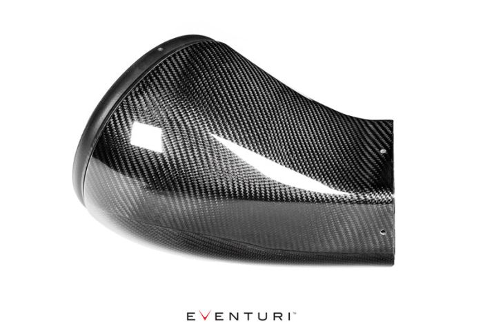 A carbon fiber air intake duct displayed on a white background. Text at the bottom reads "EVENTURI".
