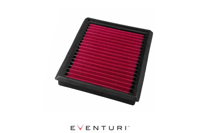 A rectangular red air filter with black borders, shown against a white background. Below the filter, "EVENTURI™" is written in black and red text.