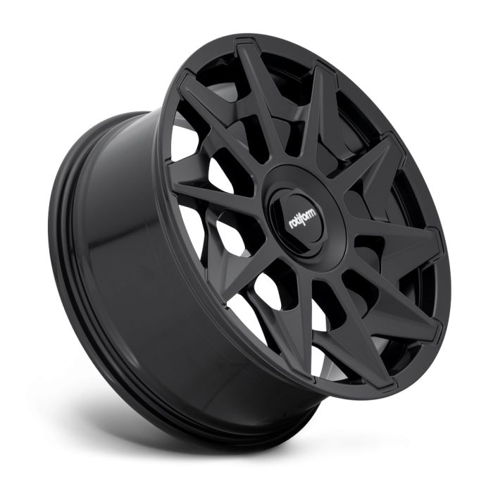 A black, multi-spoke car wheel rim, bearing the text "rotiform" at the center, is displayed against a plain white background.