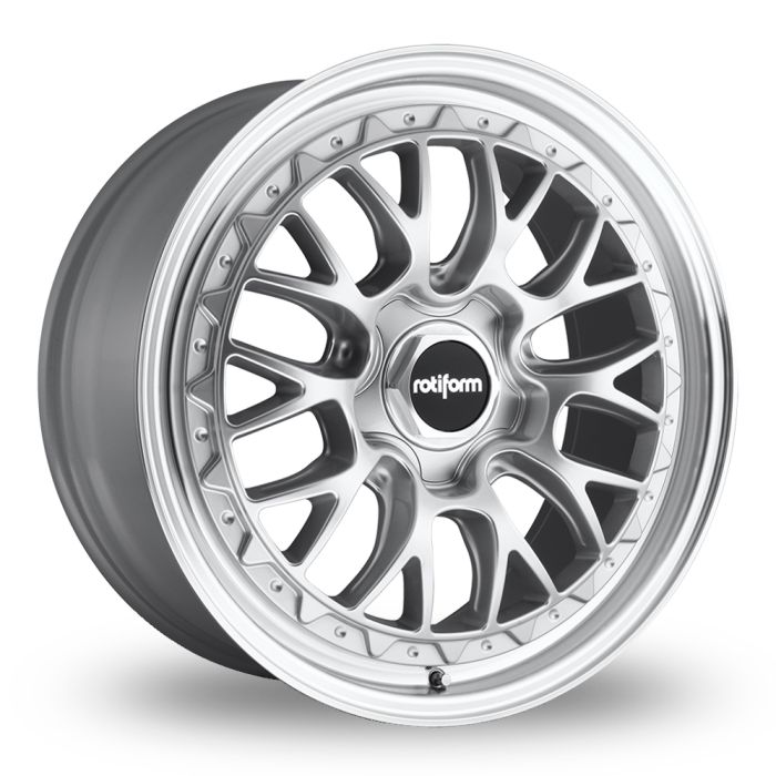 A polished metallic wheel rim with intricate, multi-spoke design and "rotiform" logo at the center, displayed against a plain white background.