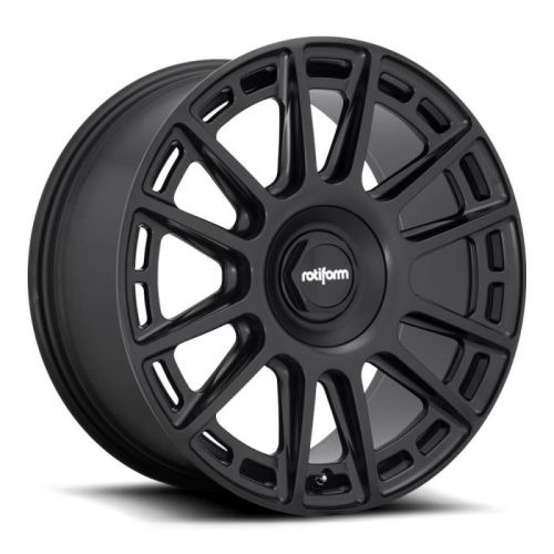 Black Rotiform brand car wheel with a multi-spoke design on a plain white background. The text "rotiform" is centered in white on the wheel hub.