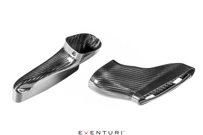 Carbon fiber intake components resting on a white background. The text "EVENTURI" is displayed at the bottom center.