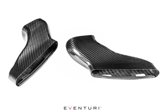 Two carbon fiber air intake ducts placed parallel in a white background with "EVENTURI" text underneath.