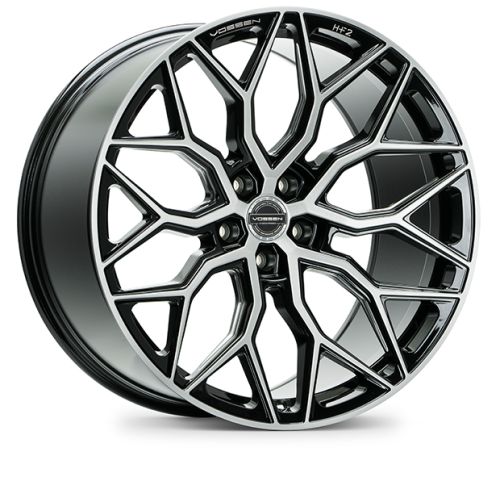 Vossen HF-2 wheels in a Brushed Gloss Black finish for a Volkswagen Transporter fitment.